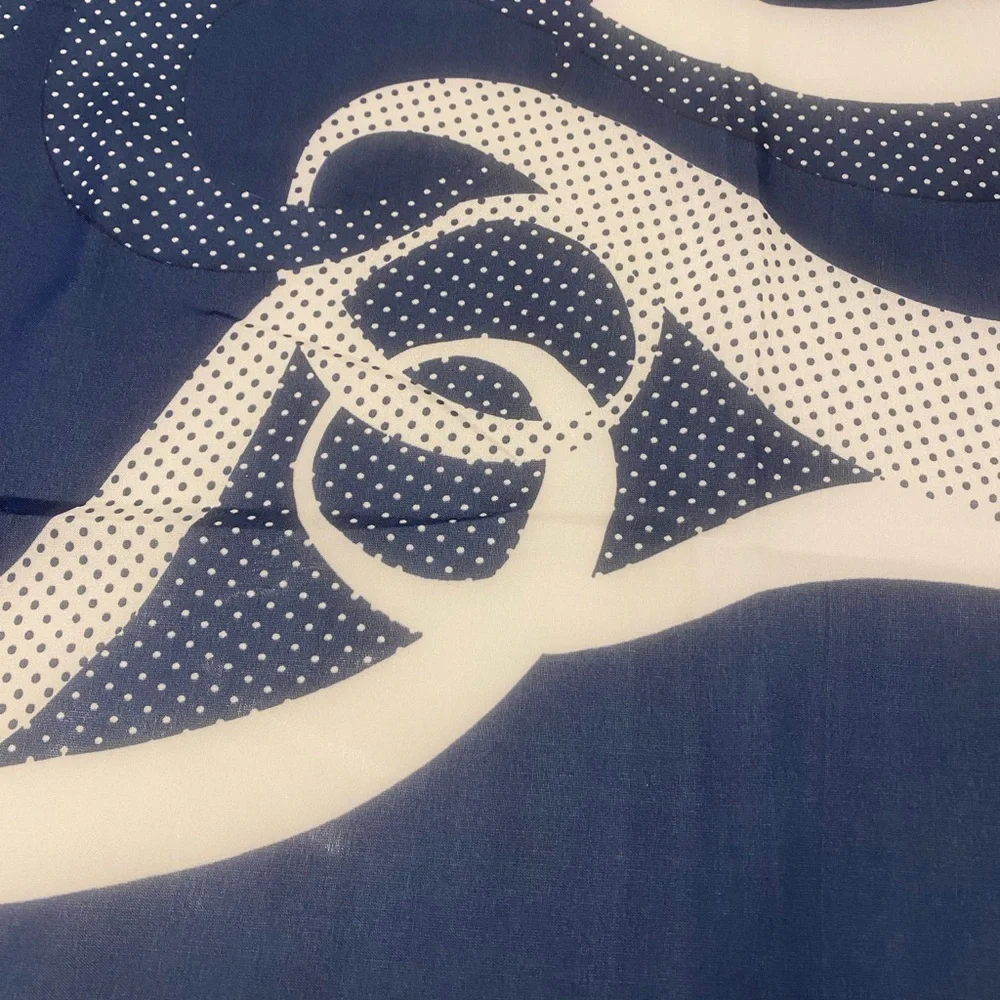 Lovely Blue and White Polka Dot Scarf by Voile